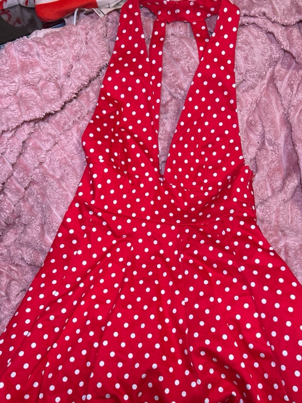 Red Polka Dot Halter Kids One-Piece Swimsuit